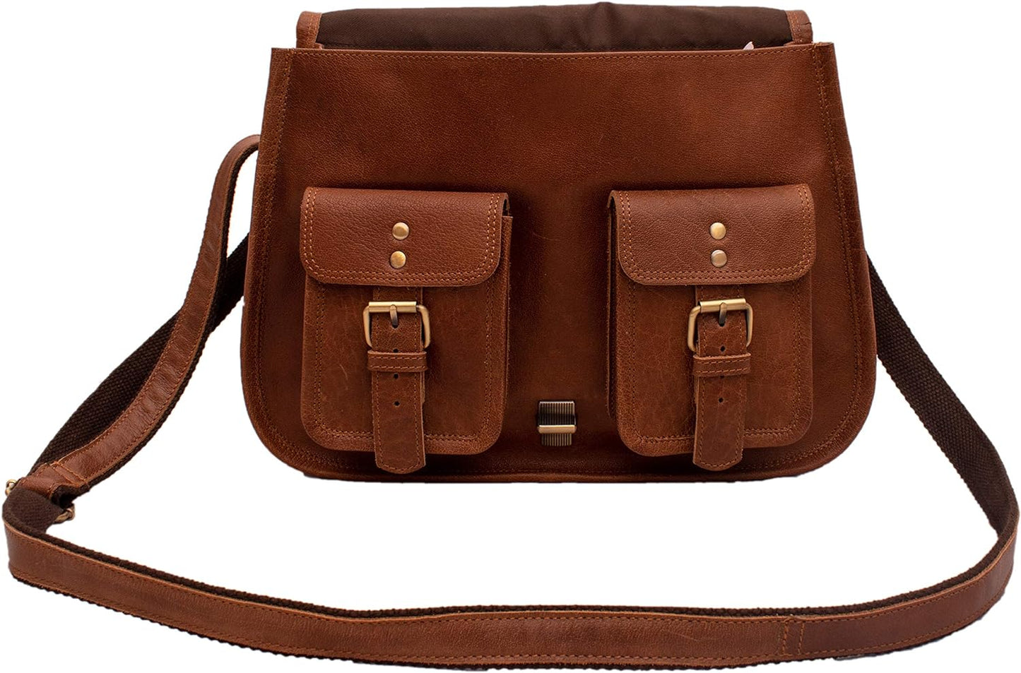 Hansa Handicraft 14 Inch Leather crossbody bags Purse Women Shoulder Bag Satchel Ladies Tote Travel Purse full grain Leather (Tan Brown)