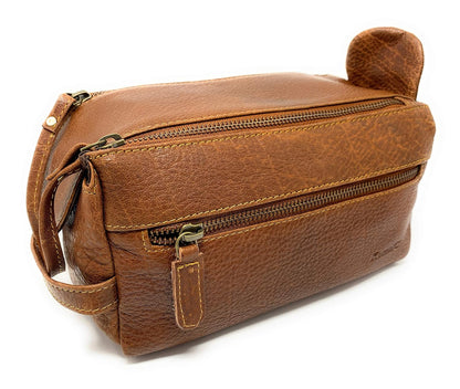 Hansa Premium Buffalo Leather Unisex Toiletry Bag Travel Dopp Kit