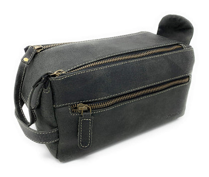 Hansa Premium Buffalo Leather Unisex Toiletry Bag Travel Dopp Kit