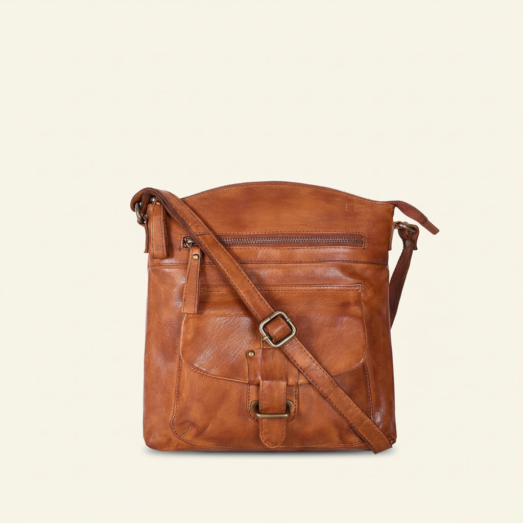 Real Leather Crossbody Purses for Women -Medium Size Flap Pocket Adjustable Strap, Soft Leather Women's Shoulder Handbags - Hansa Handicraft